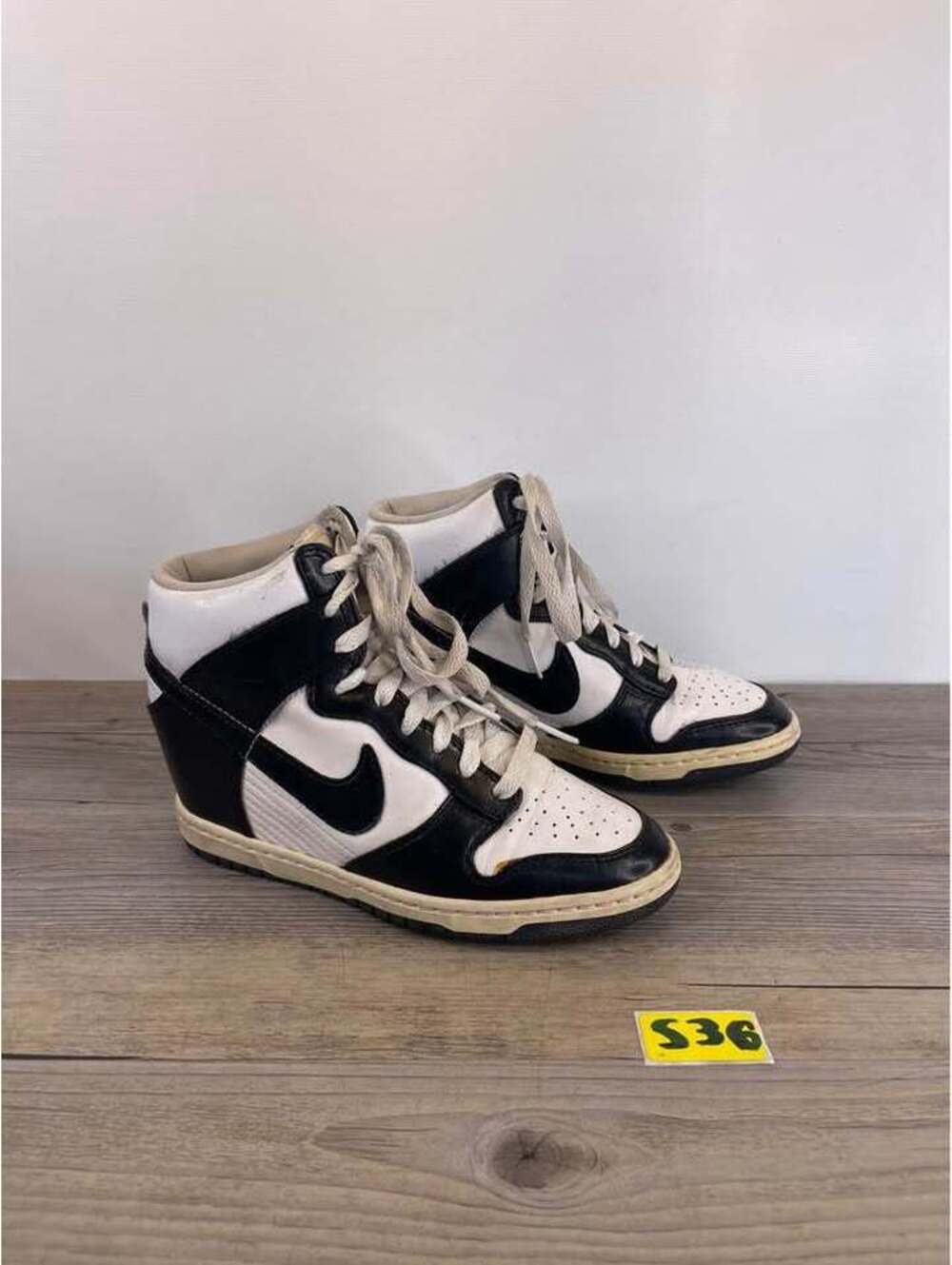 Nike Dunk Sky Hi Essential Black White Wedge Sneakers 528899-101 Womens Size 6